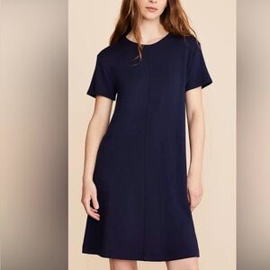 Lou & Grey Signature Sift Blue Short Sleeve Mini Dress with pockets